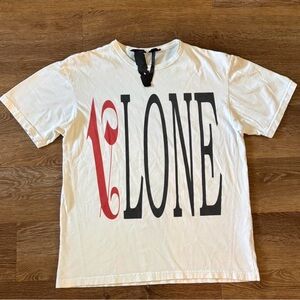 VLONE White Tee with Black and Red Logo